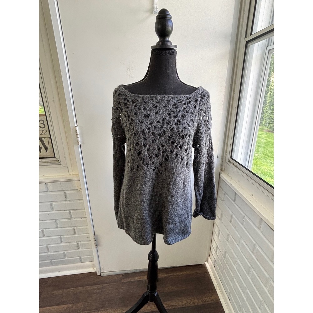 Eileen Fisher Mohair Wool Blend Open Knit Sweater Small luxury‎ layered Classic